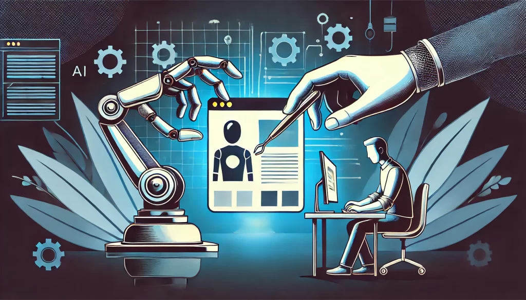 image reflètant la comparaison entre l'IA et un professionnel humain dans la création de sites web.